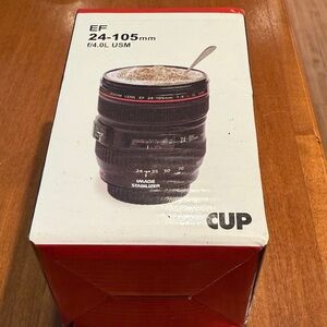 Camera Lens Mug with Lid - Black